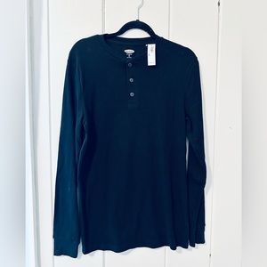 NWT Old Navy Long-Sleeve Henley Waffle Thermal Shirt / Black / Medium Tall